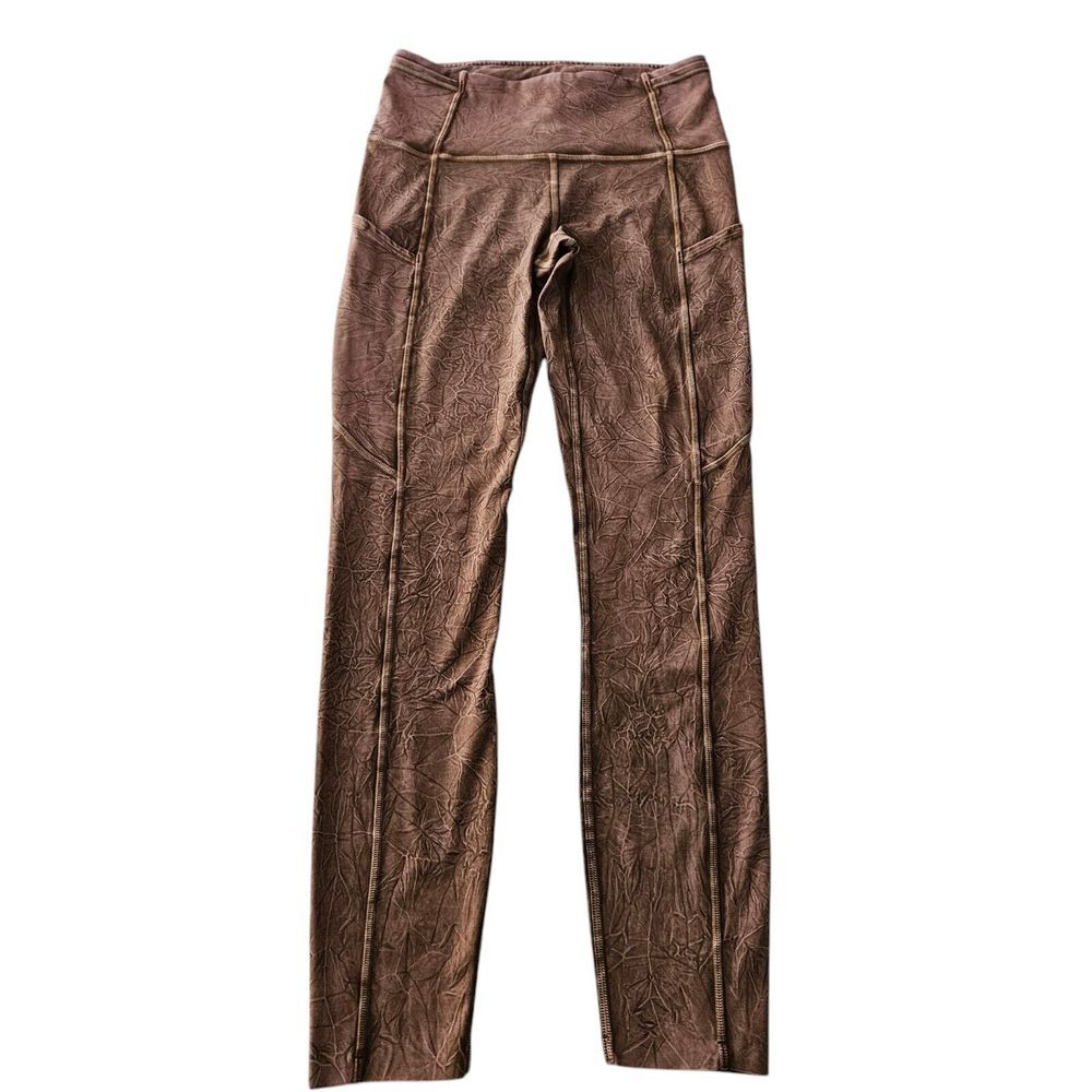 Lululemon Pants 4 Fast Free HR 25" Tight Nulu LW5CTRS Pink‎ Brown Dye Athlesuire